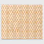 Witte harten op licht oranje linnen cadeaupapier (Vlak)