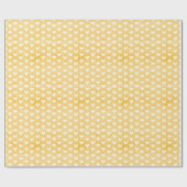 Witte harten op mosterdgele linnen cadeaupapier (Vlak)