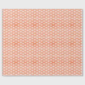 Witte harten op oranje linnen cadeaupapier (Vlak)