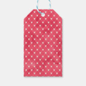 Witte harten op rode achtergrond cadeaulabel (Voorkant)