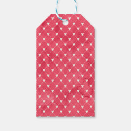 Witte harten op rode achtergrond cadeaulabel