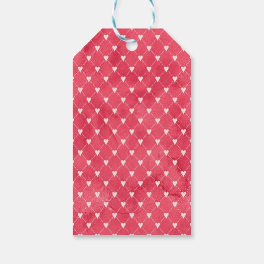 Witte harten op rode achtergrond cadeaulabel (Achterkant)