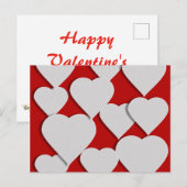 Witte harten op rode Valentijn Feestdagenkaart (Voorkant / Achterkant)