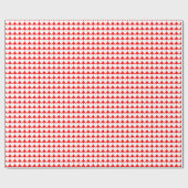 Witte harten op rood cadeaupapier (Vlak)