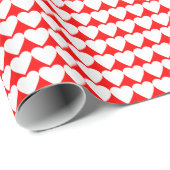 Witte harten op rood cadeaupapier (Rol Hoek)