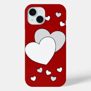 Witte harten op rood iPhone 15 case