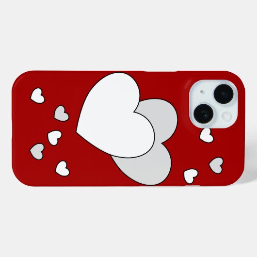 Witte harten op rood Case-Mate iPhone case (Achterkant (horizontaal))
