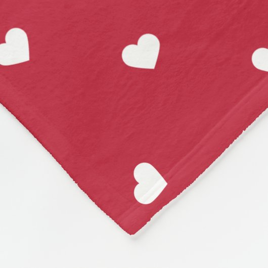 Witte harten op rood fleece deken (Hoek)