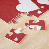 Witte harten op rood legpuzzel (Zijkant)