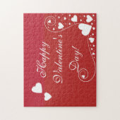 Witte harten op rood legpuzzel (Verticaal)