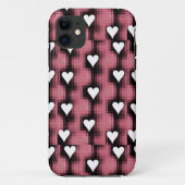 Witte harten op rood paneel Case-Mate iPhone case (Achterkant)