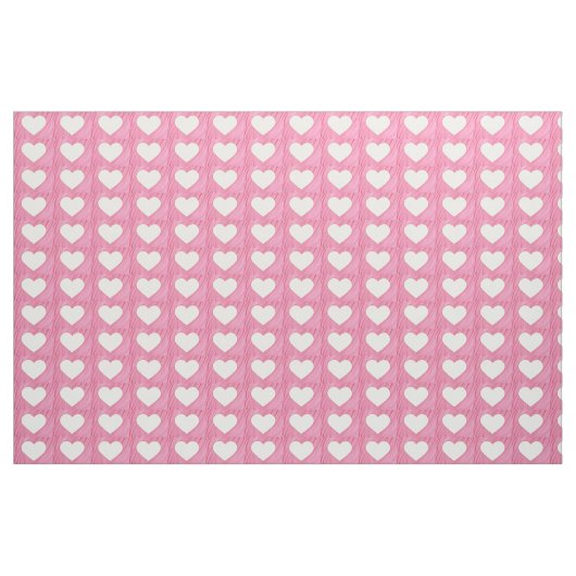 Witte harten op roze blends stof (Yard (91,4 cm))