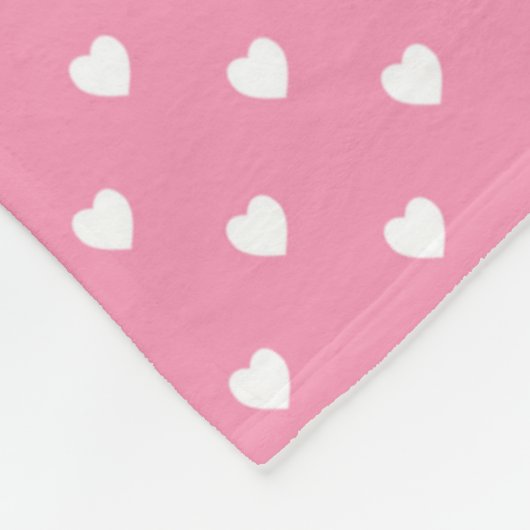 Witte harten op roze fleece deken (Hoek)