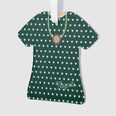 Witte Harten Over Groene T-Shirt Dress Figurine Ornament (voorkant)