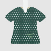 Witte Harten Over Groene T-Shirt Dress Figurine Ornament (achterkant)