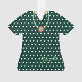 Witte Harten Over Groene T-Shirt Dress Figurine Ornament