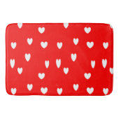 Witte harten patroon op rood badmat (Voorkant)