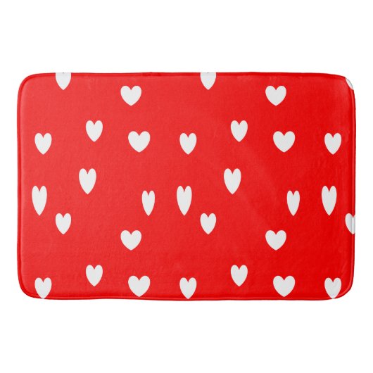 Witte harten patroon op rood badmat (Voorkant)