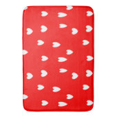 Witte harten patroon op rood badmat (Voorkant Verticaal)