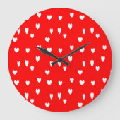 Witte harten patroon op rood grote klok (Voorkant)