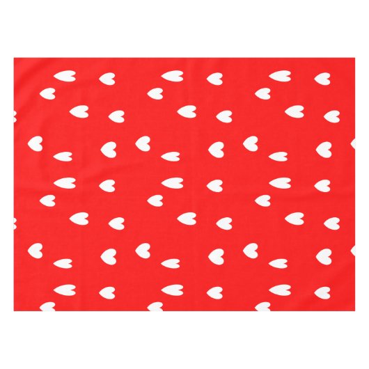 Witte harten patroon op rood tafelkleed (Voorkant (Horizontaal))