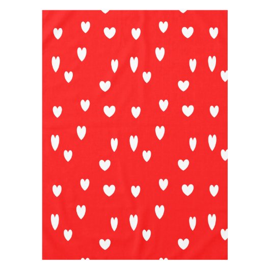 Witte harten patroon op rood tafelkleed (Voorkant)
