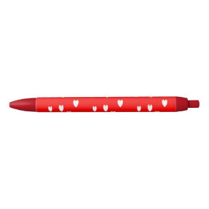 Witte harten patroon op rood zwarte inkt pen
