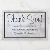 Witte Harten & Pioenrozen Dank U Huwelijk Sparkling Wijnetiket (Enkel label)