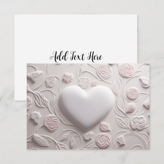 Witte harten (reliëflook) blanco RSVP kaartje (Voorkant / Achterkant)