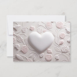 Witte harten (reliëflook) blanco RSVP kaartje