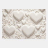 Witte harten (reliëflook) inpakpapier vel (Voorkant 3)