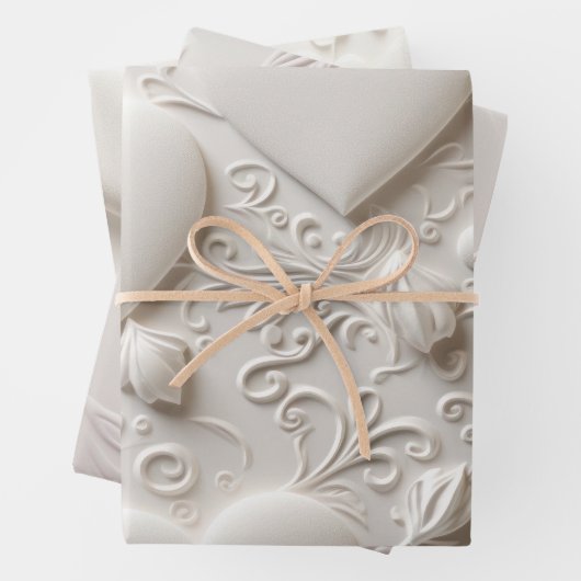 Witte harten (reliëflook) inpakpapier vel (In situ)