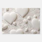 Witte harten (reliëflook) inpakpapier vel (Voorkant)