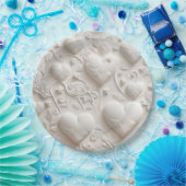 Witte harten (reliëflook) papieren bordje (Feest)