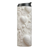 Witte harten (reliëflook) thermosbeker (Gedraaid links)