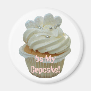 Witte harten, romantische cupcake magnet