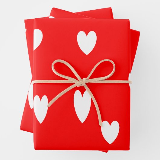 Witte harten rood inpakpapier vel (In situ)
