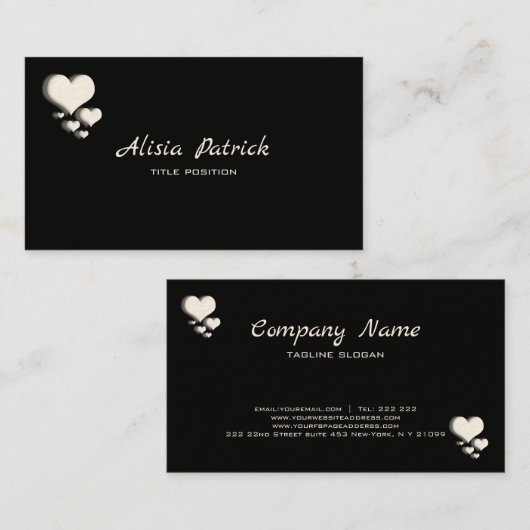 Witte harten visitekaartje (Voorkant / Achterkant)