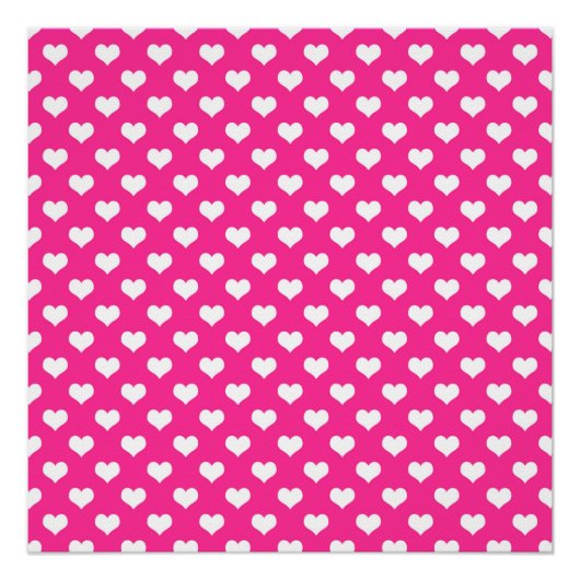 Witte harten Warm Roze Achtergrond Polka Dot Heart Poster (Voorkant)