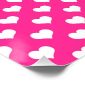 Witte harten Warm Roze Achtergrond Polka Dot Heart Poster (Hoek)