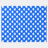 Witte hartjes met stippen op blauw fleece deken (Voorkant (Horizontaal))