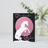 Witte hartpaarden V (roze) Briefkaart (Staand voorkant)