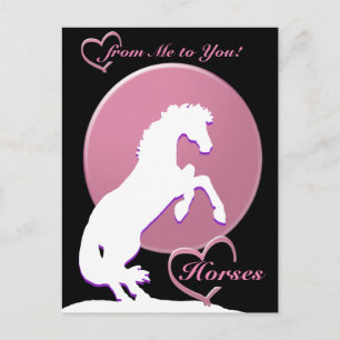 Witte hartpaarden V (roze) Briefkaart