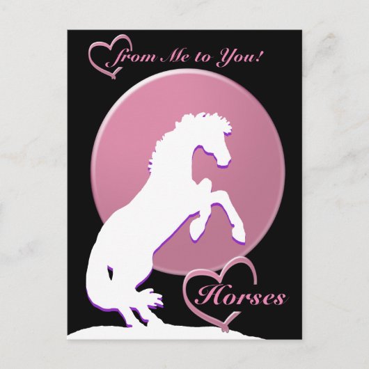 Witte hartpaarden V (roze) Briefkaart (Voorkant)