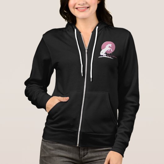 Witte hartpaarden V (roze) Hoodie (Voorkant)