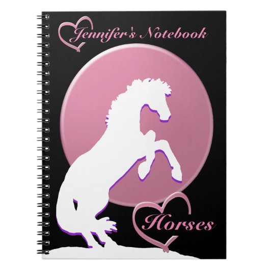 Witte hartpaarden V (roze) Notitieboek (Voorkant)