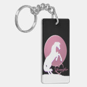 Witte hartpaarden V (roze) Sleutelhanger (Voorkant Links)
