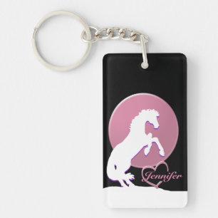 Witte hartpaarden V (roze) Sleutelhanger