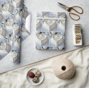 Witte Harttaart Voor Verloofding Cadeaupapier