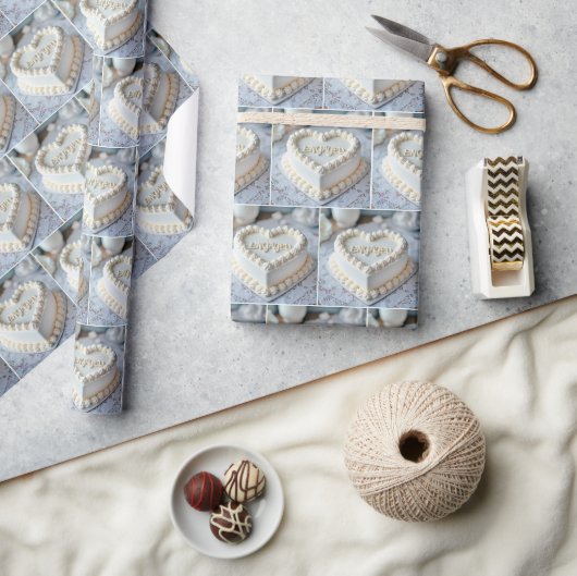 Witte Harttaart Voor Verloofding Cadeaupapier (Crafts)